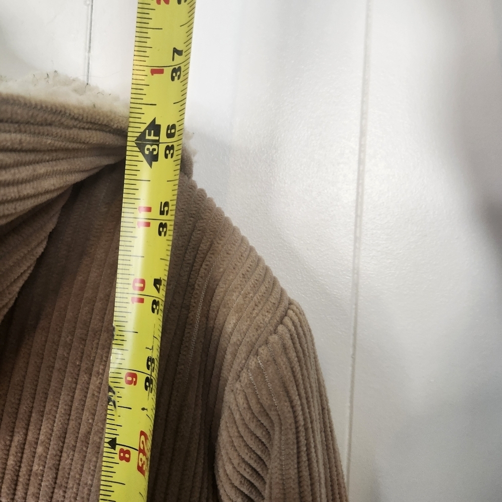 Vintage Brown Corduroy Sherpa Trim Winter Jacket Coat 90s Y2K Womens Size Medium - Picture 14 of 14